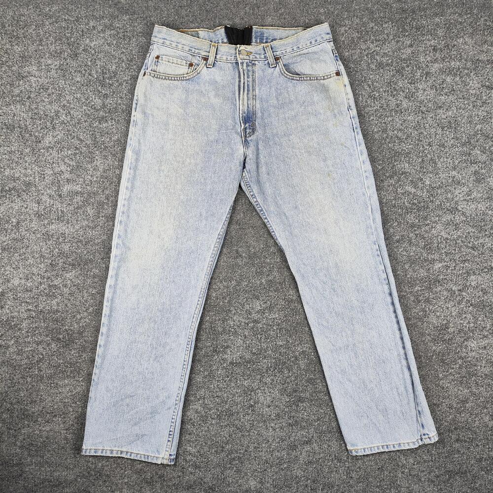 Levis 505 Jeans Mens 34x29 Light Wash Blue Regular Fit Straight Denim Pants